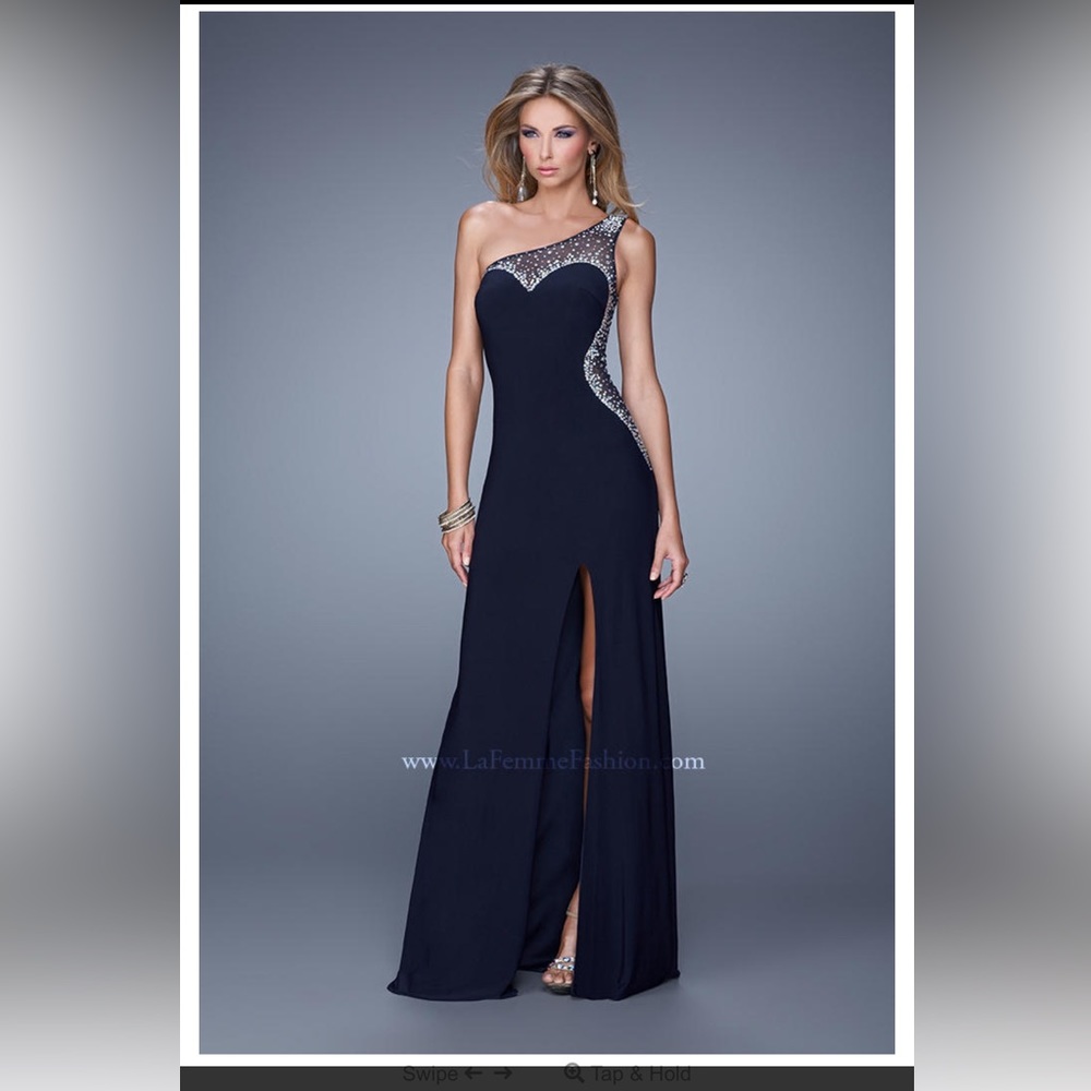 Like New La Femme One Shoulder Maxi Dress Size 6 US